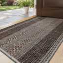 DEXI Dirt Trapper Door Mat, 20x31 Washable Doormat, Dirt Resistant and Absorbent, Easy Clean Low-Profile Floor Rugs for Entryway, Front Door, and Inside Entrance, Striped Brown