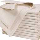 Bedding Craft Cloth Dinner Napkins Linen Flax Cotton 18x18 Set of 12  Natural with Lace & Mitered Corners  Machine Washable Reusable Fabric Napkins for Weddings, Parties & Table Decorations