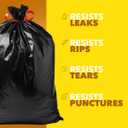 Plastico Large Trash Bags - 30 Gallon, Black, 28 Garbage Bags, Extra Strong, Easy Drawstrings - Odor Guard Control, Unscented, 1.2 Mil Thick Plastic