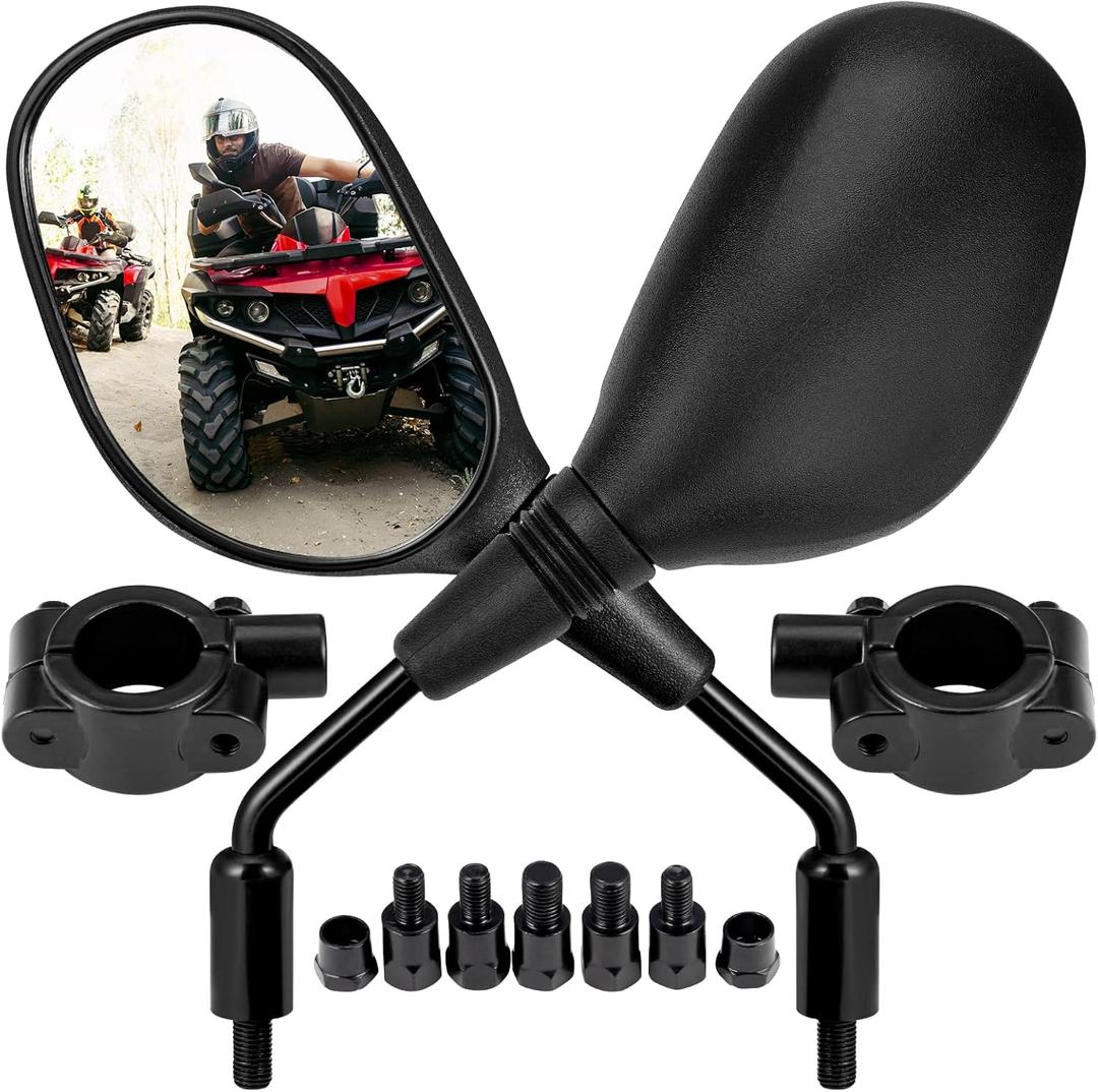 KEMIMOTO ATV Mirrors, 8MM 10MM Motorcycle Mirrors for Handlebar ATV Accessories Compatible with Scooter Snowmobile Mope, 360 Degrees Ball Type Adjustment