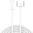 USB C to Magnetic 3 Charger Cable for MacBook Pro 14 16 inch MacBook Air 13.6 15 inch 2025 2024 2023 2022 2021 M4 M3 M2 M1, Braided Cord & LED, Powerful Magnetic, Super Durable, Original Quality 6.6ft (Sliver)