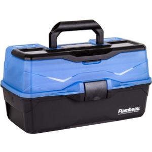 Flambeau Outdoors 6383FB 3-Tray Tackle Box - Classic Fishing Lure Storage Organizer, Large Portable Tackle Box, 32 Tray Compartments, Frost Blue/Black