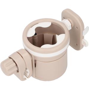 Asixxsix Cup Holder for Stroller, Universal Adjustable with Silicone Pad and Portable Design for Car Frames Shopping Trolleys Booster Seats Car Seats and More (Khaki Color)