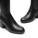 DREAM PAIRS Women's Over The Knee Thigh High Chunky Heel Boots Long Stretch Sexy Fall Boots, Size 10, Black-Pu,DWUMOB2409