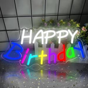 Happy Birthday Light Up Sign,Birthday Partys Decor Dimmable LED Happy Birthday Neon Sign,Neon Lights for Wall Decor Happy Birthday Led Signs for Backdrop Birthday Celebration Decoration