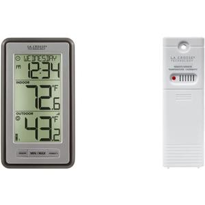 La Crosse Digital Indoor Outdoor Thermometer Bundle with Wireless Outdoor Temperature Humidity Sensor, 24-hr Display, Multi-Format Calendar, Battery Monitoring