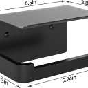 Toilet Paper Holder with Phone Shelf, Matte Black Toilet Paper Holder Wall Mount, Rustproof Stainless Steel Bathroom Storage (Metal)