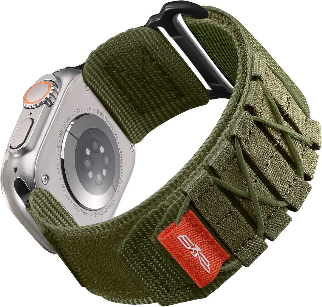 Bandletic Nylon Band Compatible with Apple Watch Ultra 3/Ultra 2 Bands for Men 49mm 46mm 45mm 44mm 42mm(Series 3), Rugged Tactical Sport Loop for iWatch Series 11 10 9 8 7 6 5 4 SE 3 2 1, L-Army Green