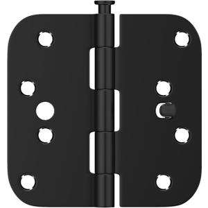 goldenwarm Black Door Hinges 4inch 2 Pack Security Door Hinges, Interior/Exterior Matte Black 4" Hinges with 5/8" Radius Corner for Doors Reversible Full Mortise Combination