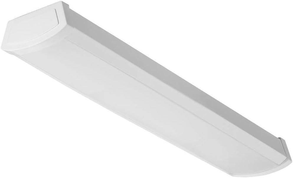 Lithonia Lighting 2 Foot LED Light Fixture, Low-Profile LED Wraparound Flush Mount Ceiling Light, 3000K Warm White, 120V, 24-Inch (FMLWL 24 830)