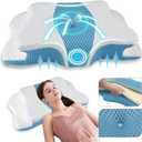 Pain Relief Cervical Pillow for Neck Support, Adjustable Ergonomic Pillow Cozy Sleeping, Odorless Orthopedic Memory Foam Pillows, Contour Bed Pillow for Side Back Stomach Sleeper (Queen Size-24.8''Lx14.96''Wx5.78''H, Dark Blue)