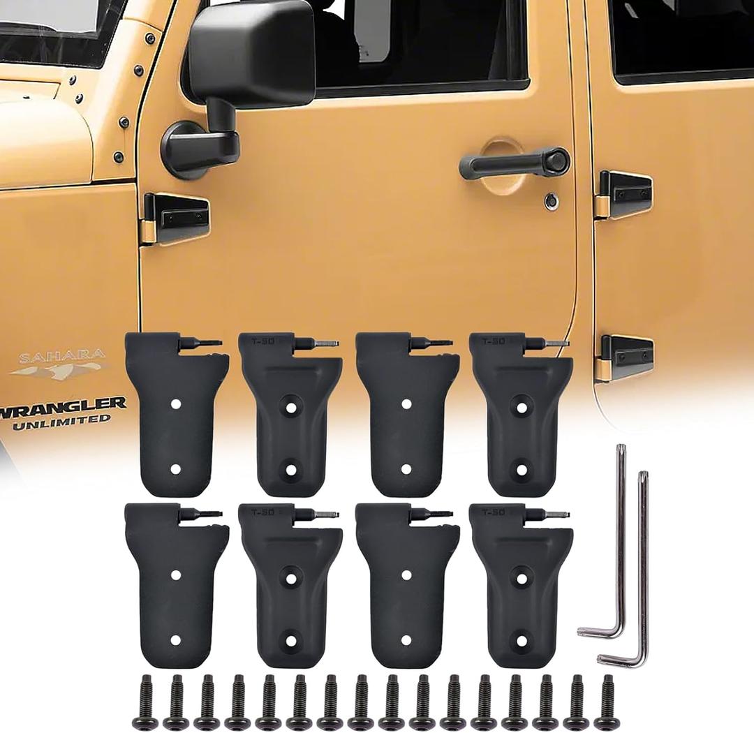 8pcs Door Hinge Kit Replacement for 2018-2024 Jeep Wrangler JL Unlimited 4-Door, Gladiator JT Front & Rear Door Hinges, Heavy Duty Aluminum Alloy