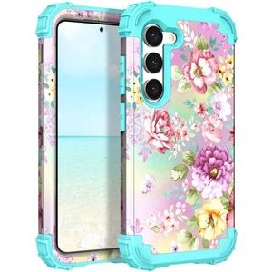 Hocase for Samsung Galaxy S23 Plus Case, Purple/Pink Flowers