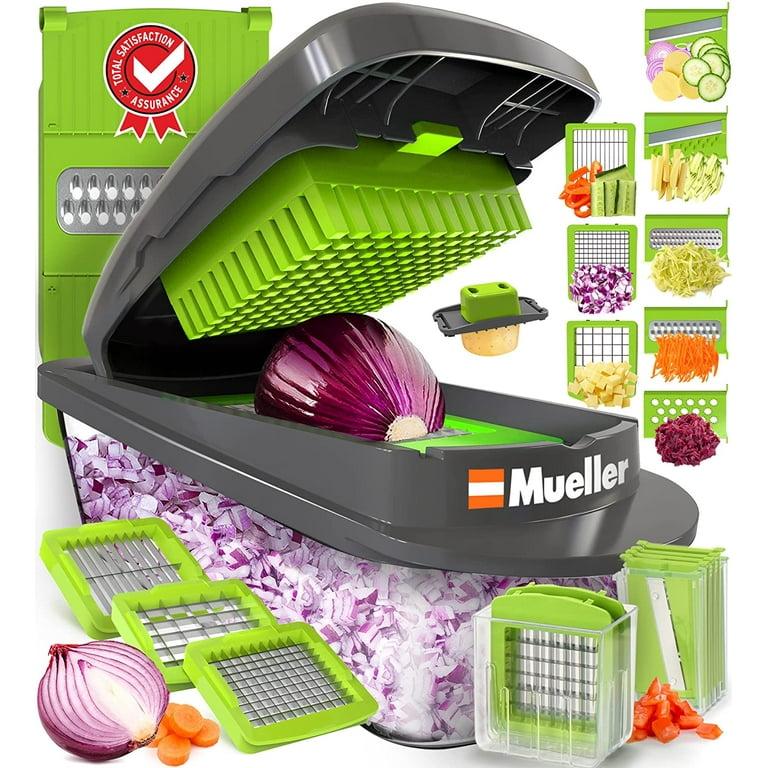 Mueller Pro-Series-10 in 1-8 blades for Vegetable Slicer Chopper, Onion Mincer Chopper, Cutter, Dicer, Egg Slicer, Tomatoes Cutter, Pickle Slicer, Grater, Slicer with Container