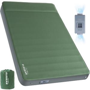 Elegear CumbreX Air & Foam Self Inflating Sleeping Pad, Built-in Electric Pump 4" Ultra-Thick Memory Foam Camping Mattress with Pillow Double Camping Pad 4-Season R-Value 9.5 Camp Mat - Gueen, Queen