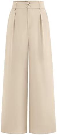 BTFBM Women Wide Leg Dress Pants 2025 High Waisted Button Pleated Business Casual Trousers Office Work Palazzo Pants, XL
