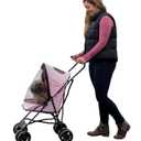 Pet Gear Travel Lite Plus Stroller, Compact, Easy Fold, No Assembly Required, Large Wheels for Cats and Dogs up to 15 pounds, Light Pink
