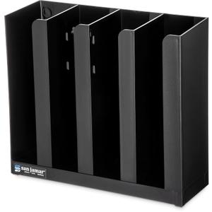 San Jamar Portion Cup and Lid Organizer Fits 2-3" Cups and Lids with Removable Dividers for Kitchen, Restaurant, and Fast Food, Plastic, 10 x 11.5 x 3.75 Inches, Black