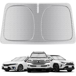 helloleiboo Graphene Car Windshield Sun Shade Car Sun Shade for Windshield with Heat Absorption Coating Foldable Design with UV Protection to Keep Your Car Interior Cooler Silver (Medium-59  30 in)