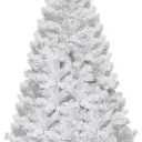 POWERSTONE 5ft White Christmas Tree, Hinged Artificial Pine Tree Xmas Tree Indoor and Outdoor Holiday Party Decoration with 350 Branch Tips, Sturdy Metal Stand, Easy Assembly