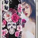 S25 Ultra Case for Samsung Galaxy S25 Ultra 5G Phone Case Women Girls, Cute Skull Rose Flower Design, Slim Silicone Bumper Anti-Scratch Shockproof Protective Cover for Samsung S25 Ultra 5G (Flower)