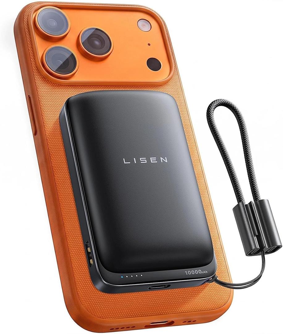 LISEN 25W for MagSafe Power Bank 10000mAh, QI2.2 Wireless Portable Charger | Qi2-Certified, 65W USB C Fast Charger, Small Magnetic Portable charger for iPhone 15/16/17, AirPods & Google Pixel 9/10