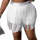 Floerns Women's Plus Size Tassel Trim PU Leather High Waist Straight Leg Mini Shorts (XX-Large Plus)