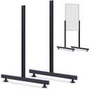 Yaocom Set of 2 Pairs Slide-on Grid Legs T Base Rectangular Tube T-Shape Grid Wall Panel Legs, No Hardware Needed(Black,17.7 x 24 Inch)