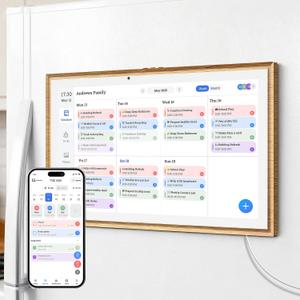 21.5 Inch Magnetic Fridge Digital Calendar, Teak Wood Grain