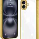 3 x for iPhone 16 Plus Case Clear,Thin Soft Protective CoverShockproof Military-Grade Protection Anti-Scratch Gold