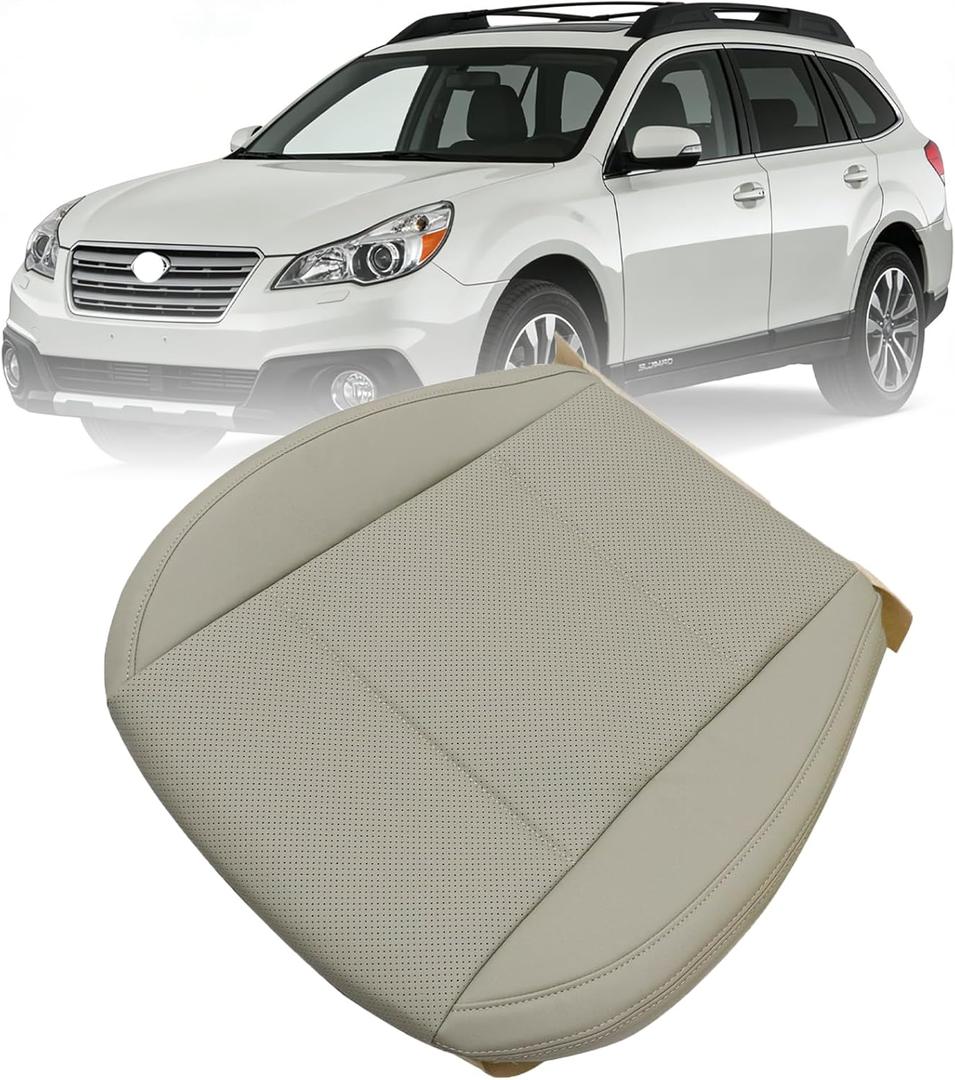 Mythoria Front Driver Side Bottom Perforated Leather Seat Cover Ivory Tan Replacement Compatible with Subaru Outback Legacy 2015 2016 2017 2018 2019