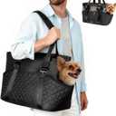 YUDODO 4-12lbs Dog Purse Carrier, Lightweight Small Dog Carrier with Large Pockets & Safety Clip, Collapsible Pet Travel Carrier Puppy Cat Rabbit, Black