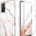SURITCH for Samsung Galaxy A14 5G Case, [Built-in Anti-Scratch Screen Protector] 360 Full Body Protection Shockproof Rugged Bumper Phone Cover for Samsung A14 5G 6.6 Inch - White Marble