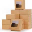 Moretoes 80pcs Brown Bakery Boxes with Window, 6x6x3 Inches Small Cookie Boxes for Treats, Pastries, Chocolate Covered Strawberries, Macarons, Cupcakes, Goodies, Donuts
