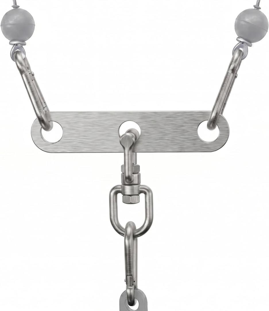 J Bryant Stainless Steel Double to Single Pulley Adaptor Plate for Cable Machine – Fitness Dual Pulley Connector with 3 Carabiners for LAT Pulldown, Triceps Pushdown, and T Bar Row Accessories