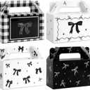 2 x 24Pcs Black Bow Treat Boxes Party Supplies Bow Party Favors Goodie Boxes Coquette Gift Boxes Bows Theme Treat Candy Box for Girls Birthday Bachelorette Engagement Baby Shower Black Party Decorations
