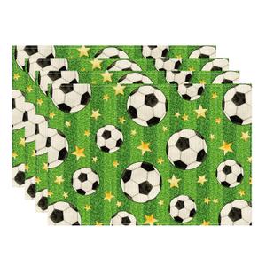 2 x XCHI Soccer Grass Stars Theme Placemats Set of 4 Table Mats for Game Day Soccer Party Home Kitchen Dining Table Decorations 12x18 Inch