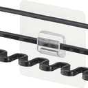 Yamazaki Home Tower Self Adhesive Toothbrush Holder Caddy, Wall Or Sink Mounted Electric Toothbrush Organizer - Steel (One Size, Black)