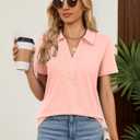 Summer Tops for Women Short Sleeve Polo Shirts Dressy Blouses Business Casual Outfits Work Clothes 2026,Short Sleeve Pink,S (S)