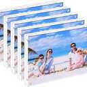 JUOIFIP 5 Pack Acrylic Picture Frame 5x7 Clear Double Sided Magnetic Picture Frameless Desktop Display Photo Frame with Stand Best Gift for Family, Baby, Friend
