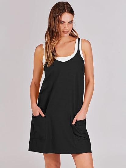 ANRABESS Women Athletic Dress Summer Tennis Workout Active Sports Mini Romper Dress Built in Shorts Travel Vacation Clothes S