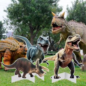 Chunful 3 Pcs Large Dinosaur Themed Decoration T-rex Stegosaurus Velociraptor Cardboard Cutout Standup Dinosaur Birthday Party Photo Backdrop for Jurassic Theme Jungle Safari Party Supply (Classic)