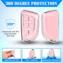 QBUC for Cadillac Key Fob Cover with Keychain Soft TPU Protection Case Compatible with 2020-2026 Cadillac Escalade Lyriq Optiq 6-Buttons(Chrome Trim Pink)