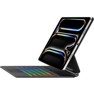 Jibrealg Keyboard Case for iPad Pro 11 Inch (M4 2024 / M5 2025), Ultra-Slim Magic Keyboard with Multi-Touch Trackpad, 7 Colors Backlight, Smart Keyboard for iPad Pro 11 Inch, Black