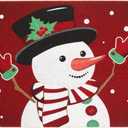 Tinideya Christmas Welcome Front Doormat, Xmas Non Slip Outdoor Mat Rug with Christmas Snowflake Decoration Pattern for Farmhouse Home Entrance Decor Yard Floor Patio, 17 x 30 Inches (Snowman)