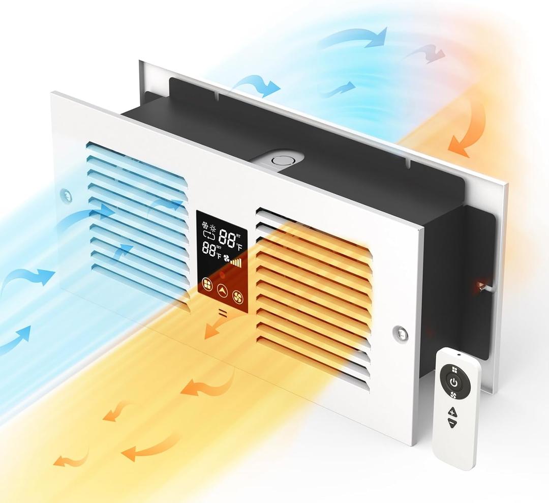 Room to Room Fan with Remote Control, 300CFM Through Wall Vent Fan with Temperature Control, 5-Speed Circulating Ventilation, for Kitchen, Laundry, Hardwired, RTR300-CV