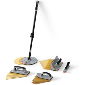 ROLLINGDOG Wall Sanding Kit - 6pcs Oxide Mesh Sandpaper (2pcs Each 80, 120, 240 Grit) with Extension Pole, for Corner Wall Cleaning and Polishing