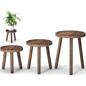 Vecxoty 3Pack Wood Plant Stands Indoor, Single Plant Stand for 612 Inch Pots, MidCentury Modern Plant Stool, Tall Plant Stand for Large Plants Perfect Fit for Living Room, Balcony, Office