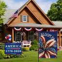 2 x 4th of July Garden Flag, 12x18 Inch Floral Patriotic American Flag for Outside, 250th Anniversary Weather Resistant Garden Flags, Red White Blue Bloom Proud Floral Design, Double Sided Fourth of July Decorations for Yard Lawn Patio Independence Day Outdoor Decor