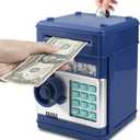 Electronic Password Piggy Bank with ATM Function for Kids - Money Saving Bank, Secure Cash Coin Safe Box for Boys Girls Ages 3-12, Birthday Gift (New Blue)